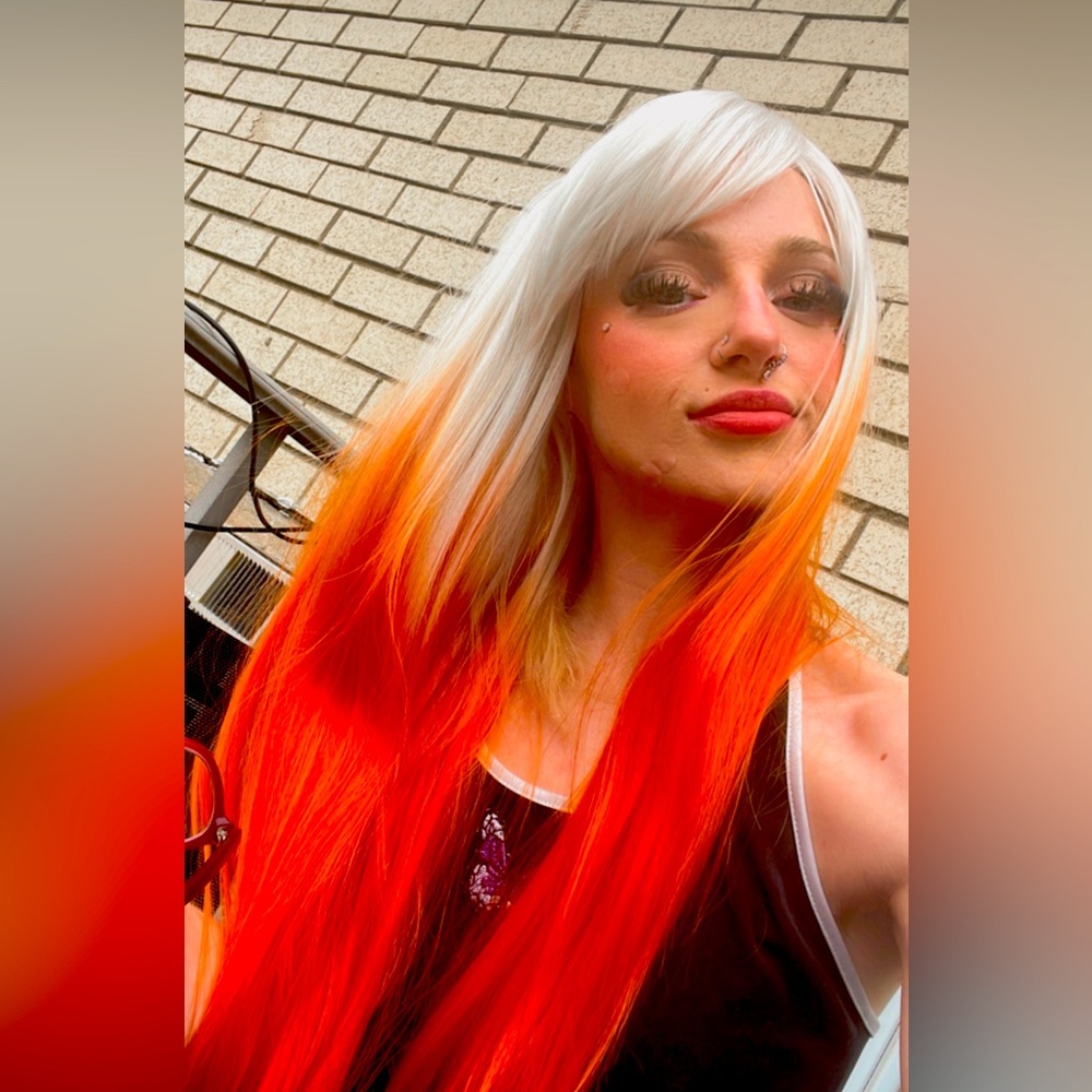 Blonde ombre orange wig - Picture 2 of 6